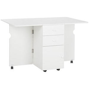 Masa de bucatarie rabatabila HomCom, 120x80x75 cm, PAL, Alb