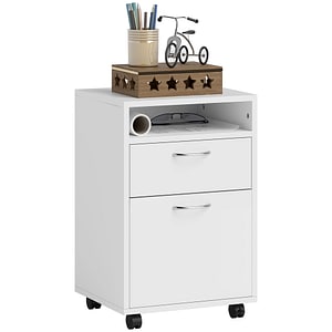 Dulap cu 2 sertare Homcom, 40 x 35 x 60 cm, MDF, Alb