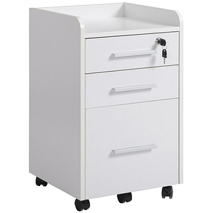 Dulap birou cu 3 sertare Homcom, 39.2x40x65.4cm, PAL/MDF, Alb