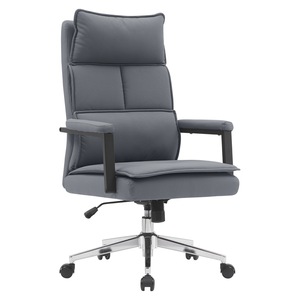 Scaun de birou, tapiterie eleganta din piele ecologica gri, roti universale, baza cromata rezistenta, sezut confortabil, inaltime reglabila, design elegant, 65x71x106-112 cm
