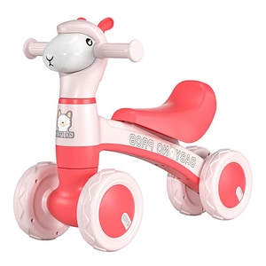 Bicicleta cu 4 roti fara pedale Oita Teno, structura stabila, cap luminos, functie cu muzica, design distractiv, confortabila, 56 x 43 x 28 x 30 cm, roz