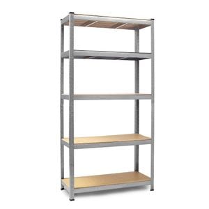 Set raft metalic DacEnergy, realizat din MDF si profile zincate, 5 polite, capacitatea 175 kg polita, 875 kg total, 180 x 90 x 40 cm, gri, 2 bucati