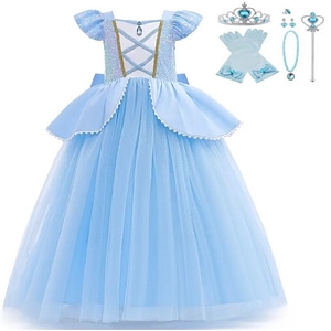 Costum carnaval fete Cenusareasa cu funda si accesorii, 9-11 ani, 130-142 cm