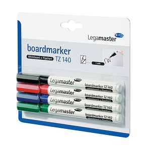 Marker pentru tabla Legamaster, TZ140, varf rotund, 1 mm, 4 culori/set (negru, rosu, albastru, verde)