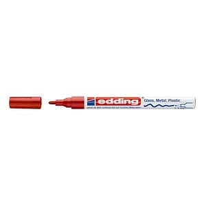 Marker permanent Edding, 751, cu vopsea, corp metalic, varf rotund, 1-2 mm, rosu