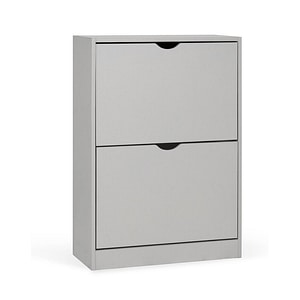Pantofar KL Carey, 2 usi rabatabile, 4 rafturi, Pal Melaminat, compact,  60x24x83 cm, gri