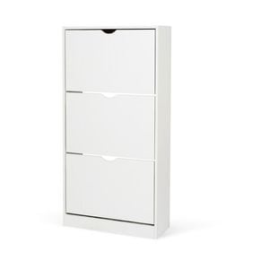 Dulap pentru depozitare pantofi KL Carey, 3 usi rabatabile, 6 rafturi, Pal Melaminat, 60 x 24 x 118 cm, alb