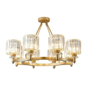 Candelabru Olivia, 8xE14, corp aluminiu, decoruri cristal, 90x90x53cm, Auriu