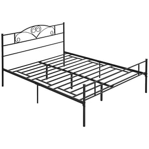 Structura pat matrimonial Homcom, 160x200cm, Otel, Negru