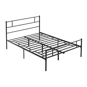 Cadru de pat de o persoana in stil industrial Homcom, 140 x 200 cm, Otel, Negru