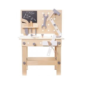 Banc de lucru Ikonka, Kit Diy, Din lemn, Cu masa bricolaj, 36 luni+