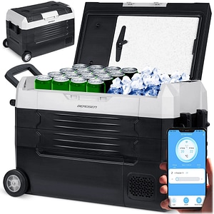 Lada frigorifica cu compresor Berdsen, ABS, R600A, cu roti si maner, alimentare AC cu adaptor 100/240 V si bricheta 12V/24V, +20C pana la -20C