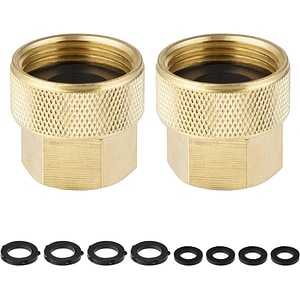 Set de 2 conectori pentru tevi de apa Hibbent, alama, auriu, 3/4 GHT