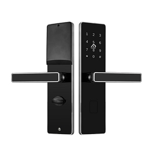 Incuietoare inteligenta DacEnergy, pentru hotel, apartament, motel, deblocare Aplicatie TTLock, TTHotel, Card RFID, Cheie, culoare negru-argintiu
