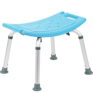 Scaun Compact Elindor pentru Dus si Cada, Stabil si Usor de Asamblat cu Inaltime Reglabila, Sistem Antialunecare, Albastru