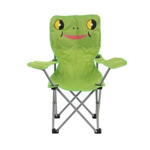 Scaun camping DacEnergy, pentru copii, pliant, forma de broasca, cadrul fabricat din otel, 33 x 33 x 60 cm, verde