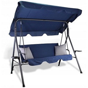 Balansoar gradina GardenLine, 3 locuri, 2 perne incluse, 165x113x150 cm, albastru
