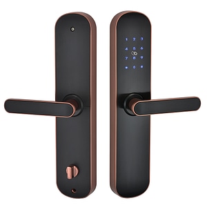 IIncuietoare inteligenta DacEnergy, pentru Acasa, Apartament, Airbnb, Vila, deblocare Fingerpint, Aplicatie Tuya, Smart Life, Cod, Card RFID, Cheie, negru/auriu