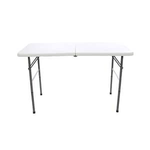 Masa plianta DacEnergy, fabricat din metal si plastic, dreptunghiulara, pentru 6 persoane, 122 x 61 x 74 cm, alba