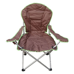 Scaun camping DacEnergy, cadru fabricat din otel, din panza de poliester, cu brate si suport de pahar, pliant, maro, 60x60x105 cm