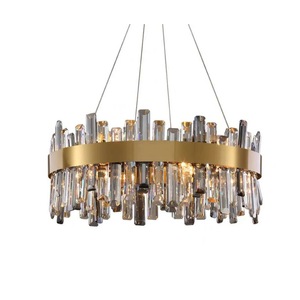 Candelabru echipat cu LED, 90W, tricolor, corp aluminiu, decoruri din cristale, diametru 100cm, Sofia Large