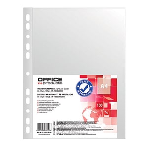 File de protectie Office Products, cristal, 30 microni, A4, plastic, 100 bucati/set
