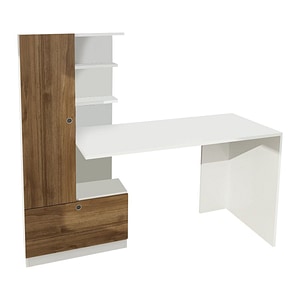 Birou DOMINGOS, alb/alun, PAL melaminat, 120x74x120 cm