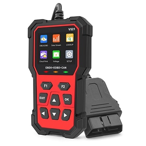 Tester Diagnoza Multimarca Techstar V521, Scanner OBD2 EOBD CAN, Citeste peste 4000 coduri eroare, ARM 32-bit Cortex-M3, Negru/Rosu