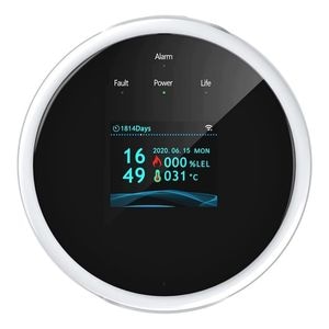 Detector de scurgeri de gaz si alarma de incendiu Techstar, Wi-Fi, 200mA, Afisaj LCD, Control APP Smart Life, Notificari Push, Alb