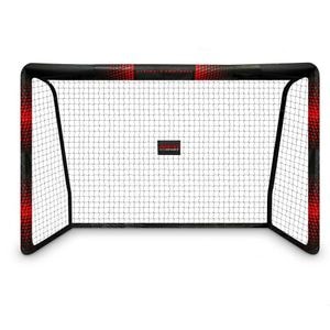 Poarta de fotbal Neo Sport, cadru stabil, din otel, plasa de polietilena, 300 x 200 x 120 cm, negru si rosu