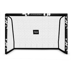 Poarta de fotbal Neo Sport, cadru stabil, din otel, plasa de polietilena, 300 x 200 x 120 cm, negru si alb