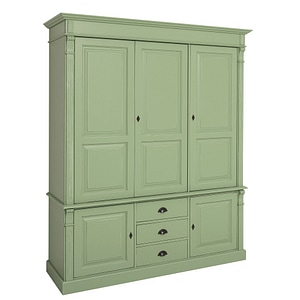 Dulap cu 3+2 usi si 3 sertare, Colectia Directoire, culoare verde antichizat P054A, vopsit antichizat, 100% lemn masiv, 176x210x59 cm