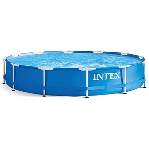 Piscina cu cadru Intex, material PVC durabil cu 3 straturi, usor de asamblat, forma rotunda, prelata, capacitate 6503 l, 366 x 76 cm, albastra