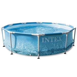 Piscina cu cadru Intex, material PVC durabil cu 3 straturi, usor de asamblat, prelata, forma rotunda, capacitate 4485 l, 305 x 76 cm, albastru