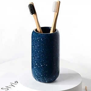Suport pentru periute de dinti BosilunLife, ceramica, albastru, 7 x 12,5 cm