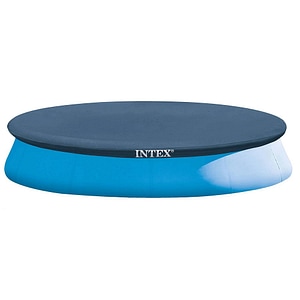 Piscina INTEX, realizata din material PVC durabil cu 3 straturi, pompa de filtru, filtru, kit de reparare, prelata si folie, cu minge, 457 x 84 cm, 9792 litri, albastru