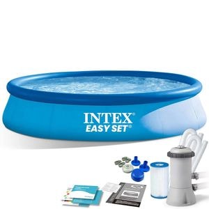 Piscina INTEX, realizata din material PVC durabil cu 3 straturi, pompa de filtru, filtru pompa, kit de reparare, 7290 litri, 396 x 84 cm, albastru