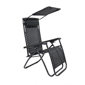 Scaun camping DacEnergy, structura confectionata din otel, tapiteria este din textilen, cu brate, protectie solaraa, pliabil, 173 x 109 cm, negru