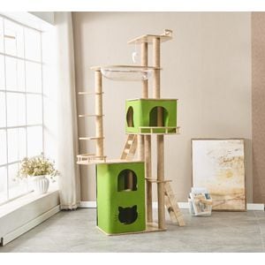 Casa pentru pisici cu stalp de zgariat LIVIT, verde, 40x60x175 cm
