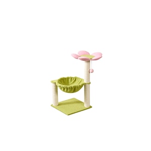 Casa pentru pisici cu stalp de zgariat LIVIT, verde, 40x40x71 cm