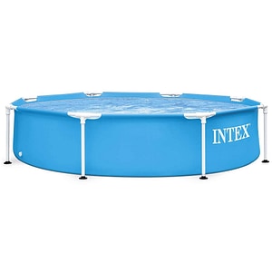 Piscina cu cadru INTEX, material PVC durabil cu 3 straturi, usor de asamblat, forma rotunda, capacitate 1828 l, 244 x 51 cm, albastra