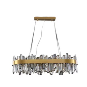 Candelabru echipat cu LED, 65W, tricolor, corp aluminiu, decoruri din cristale, 100x40x36cm, Sofia Long L