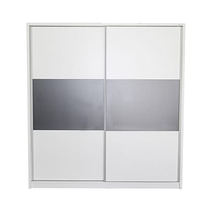Dulap Milano cu usi culisante, 206 x 220 x 60 cm, Alb / Gri