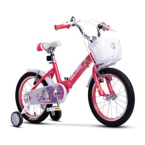 Bicicleta copii 4-6 ani Kids BMX Princess JSX1602, roti 16", frane V-Brake fata spate, cauciucuri late tip MTB, jante duble din aluminiu, roti ajutatoare, roz