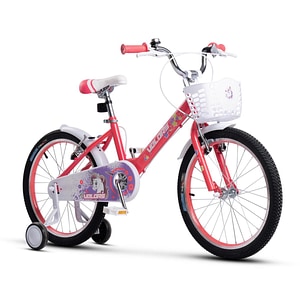 Bicicleta copii 7-10 ani Kids BMX Princess JSX2002, roti 20", frane V-Brake fata-spate, cauciucuri late tip MTB, jante duble din aluminiu, roti ajutatoare, roz