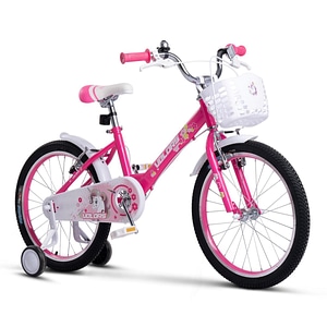 Bicicleta copii 7-10 ani Kids BMX Princess JSX2002, roti 20", frane V-Brake fata-spate, cauciucuri late tip MTB, jante duble din aluminiu, roti ajutatoare, fucsia