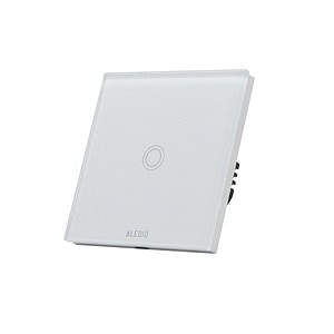 Intrerupator cap-scara simplu Aledio A1G2WA, cu touch, rama din sticla, alb