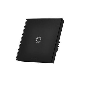 Intrerupator cap-scara simplu Aledio A1G2WN, cu touch, rama din sticla, negru