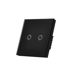 Intrerupator cap-scara dublu Aledio A2G2WN, cu touch, rama din sticla, negru