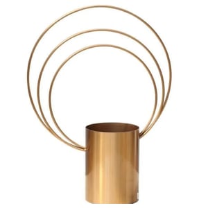 Vaza decorativa Aura, aurie, din metal, pentru flori sau aranjamente florale